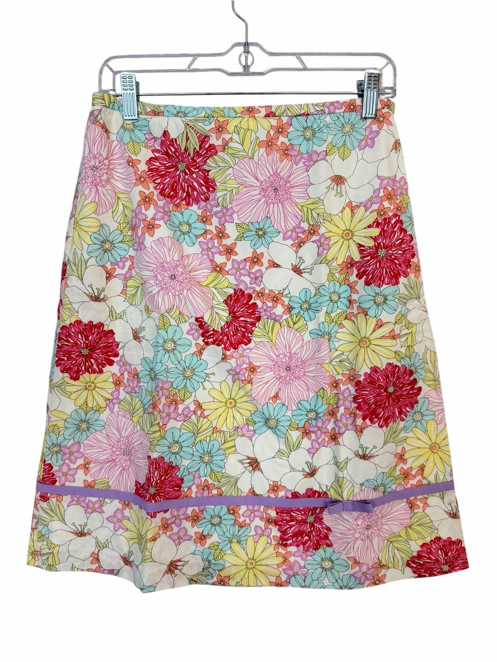 Garnet Hill Colorful Floral A Line Skirt sz 2